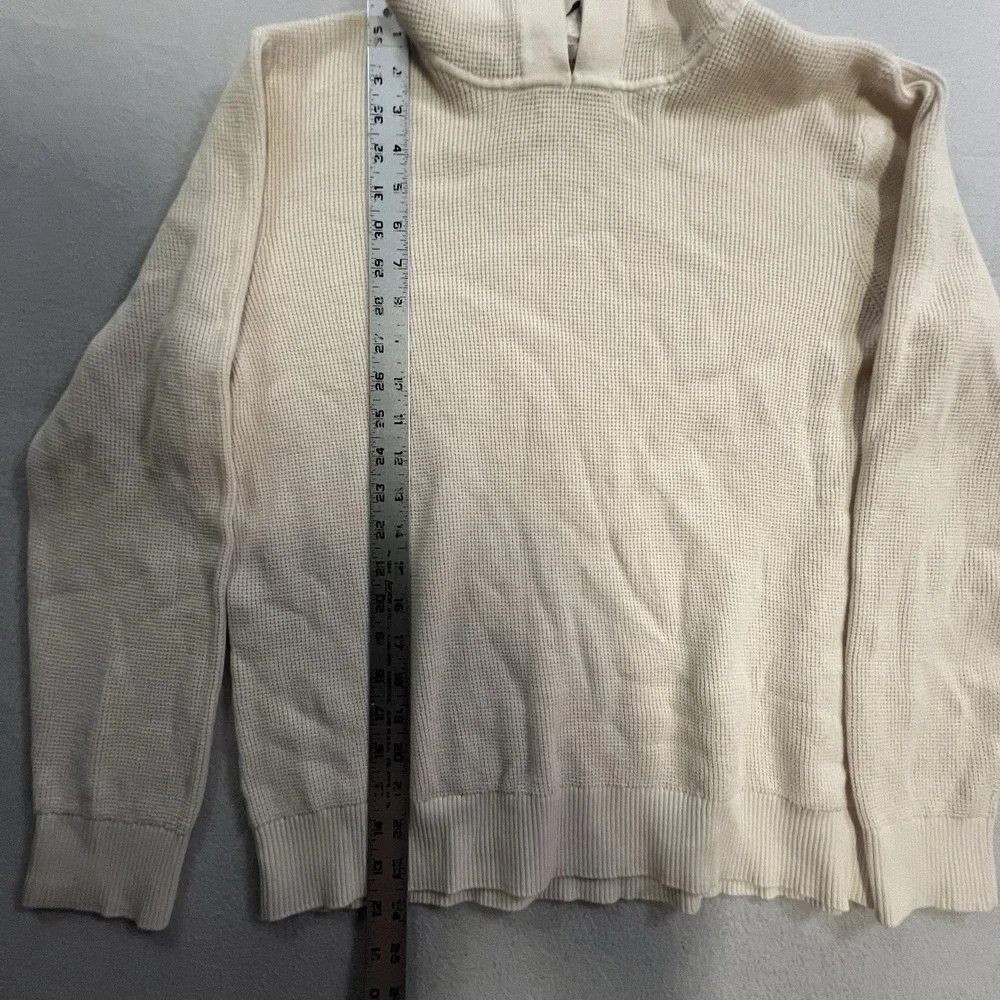 Banana Republic Waffle Knit Hoodie Men's Size Medium Beige Pullover Long Sleeve